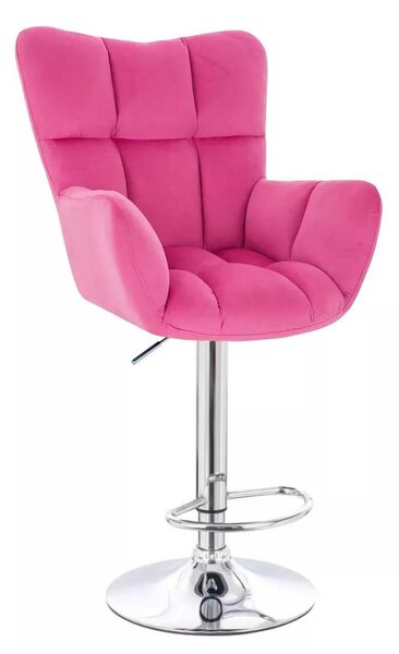 LuxuryForm DESIGN Barové kreslo AURORA VELUR na striebornom tanieri - tmavo ružové