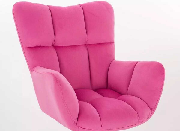 LuxuryForm DESIGN Barové kreslo AURORA VELUR na zlatej hranatej podstave - tmavo ružové