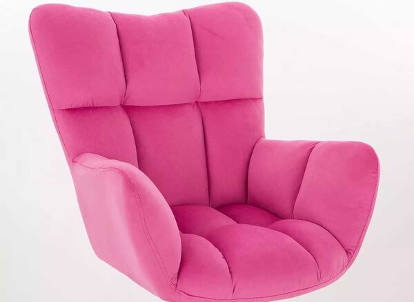 LuxuryForm DESIGN Kreslo AURORA VELUR na čiernej podstave s kolieskami - tmavo ružové