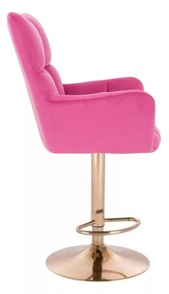 LuxuryForm DESIGN Barové kreslo AURORA VELUR na zlatom tanieri - tmavo ružové