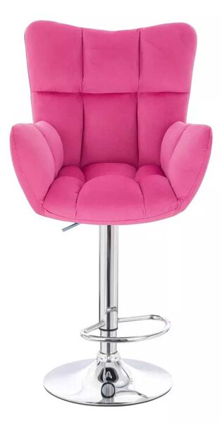 LuxuryForm DESIGN Barové kreslo AURORA VELUR na striebornom tanieri - tmavo ružové