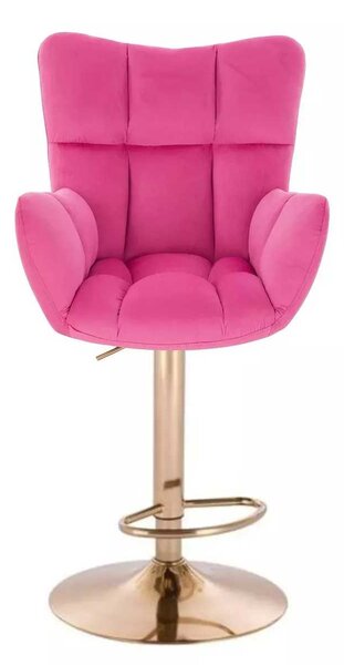LuxuryForm DESIGN Barové kreslo AURORA VELUR na zlatom tanieri - tmavo ružové