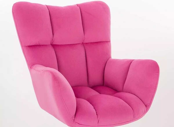 LuxuryForm DESIGN Barové kreslo AURORA VELUR na zlatom tanieri - tmavo ružové
