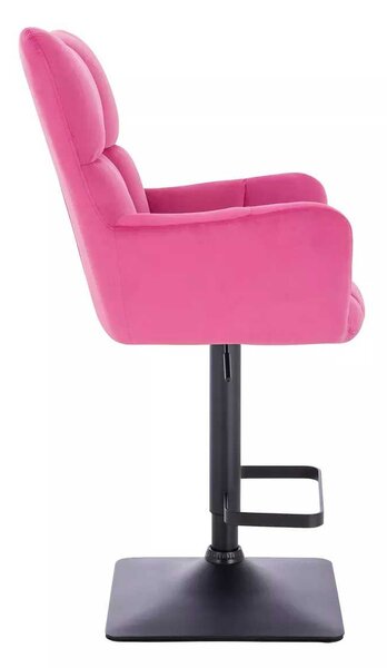 LuxuryForm DESIGN Barové kreslo AURORA VELUR na čiernej hranatej podstave - tmavo ružové