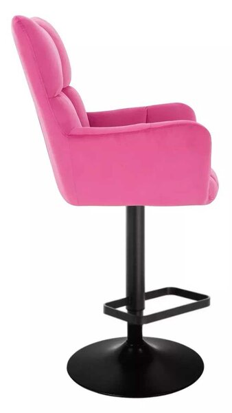 LuxuryForm DESIGN Barové kreslo AURORA VELUR na čiernom tanieri - tmavo ružové