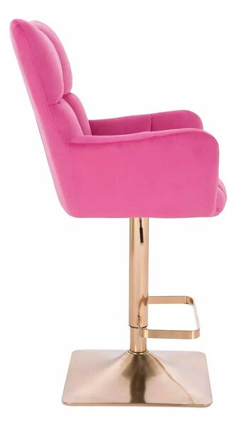 LuxuryForm DESIGN Barové kreslo AURORA VELUR na zlatej hranatej podstave - tmavo ružové