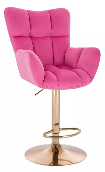 LuxuryForm DESIGN Barové kreslo AURORA VELUR na zlatom tanieri - tmavo ružové