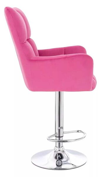 LuxuryForm DESIGN Barové kreslo AURORA VELUR na striebornom tanieri - tmavo ružové