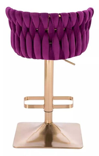 LuxuryForm DESIGN Barová stolička LYON VELUR na zlatej hranatej podstave - fuchsia