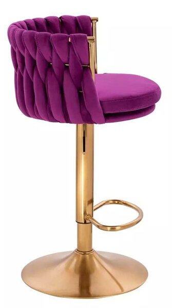 LuxuryForm DESIGN Barová stolička LYON VELUR na zlatom tanieri - fuchsia
