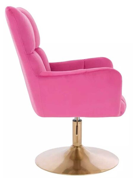 LuxuryForm DESIGN Kreslo AURORA VELUR na zlatom tanieri - tmavo ružové