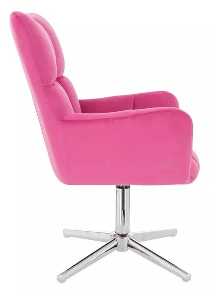 LuxuryForm DESIGN Kreslo AURORA VELUR na striebornom kríži - tmavo ružové