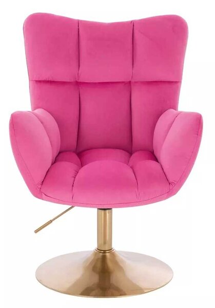LuxuryForm DESIGN Kreslo AURORA VELUR na zlatom tanieri - tmavo ružové