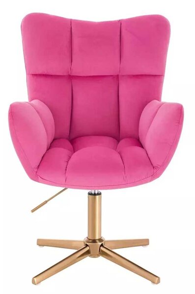 LuxuryForm DESIGN Kreslo AURORA VELUR na zlatom kríži - tmavo ružové