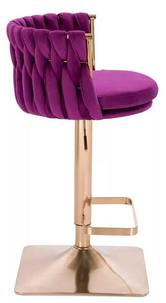 LuxuryForm DESIGN Barová stolička LYON VELUR na zlatej hranatej podstave - fuchsia