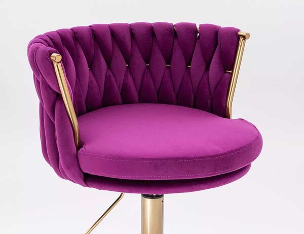 LuxuryForm DESIGN Barová stolička LYON VELUR na zlatej hranatej podstave - fuchsia