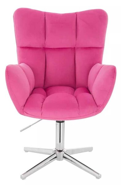 LuxuryForm DESIGN Kreslo AURORA VELUR na striebornom kríži - tmavo ružové