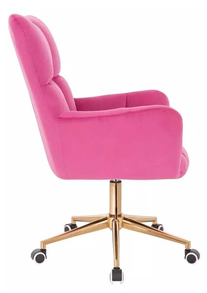 LuxuryForm DESIGN Kreslo AURORA VELUR na zlatej podstave s kolieskami - tmavo ružové