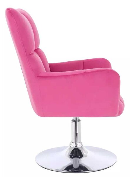 LuxuryForm DESIGN Kreslo AURORA VELUR na striebornom tanieri - tmavo ružové