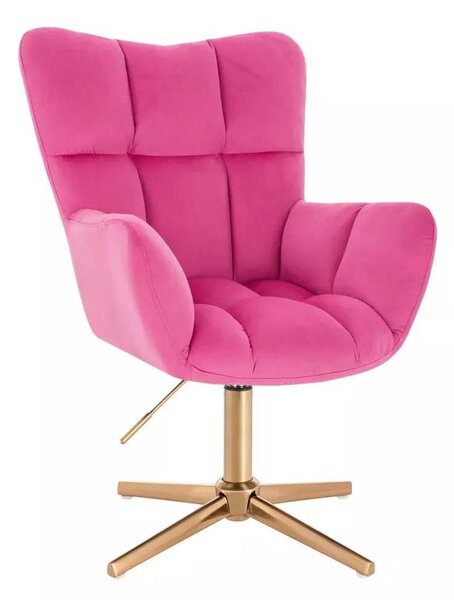 LuxuryForm DESIGN Kreslo AURORA VELUR na zlatom kríži - tmavo ružové