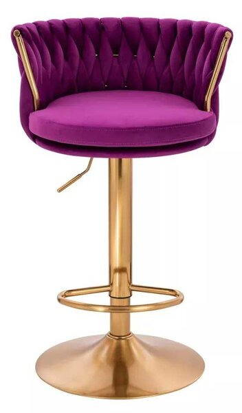 LuxuryForm DESIGN Barová stolička LYON VELUR na zlatom tanieri - fuchsia