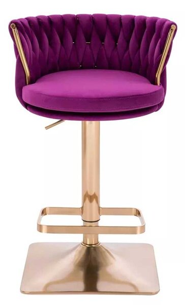 LuxuryForm DESIGN Barová stolička LYON VELUR na zlatej hranatej podstave - fuchsia