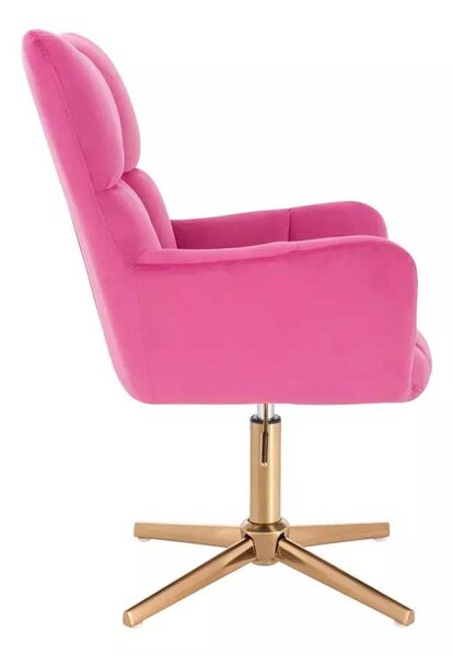 LuxuryForm DESIGN Kreslo AURORA VELUR na zlatom kríži - tmavo ružové