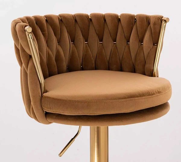 LuxuryForm DESIGN Stolička LYON VELUR na zlatom kríži - medová