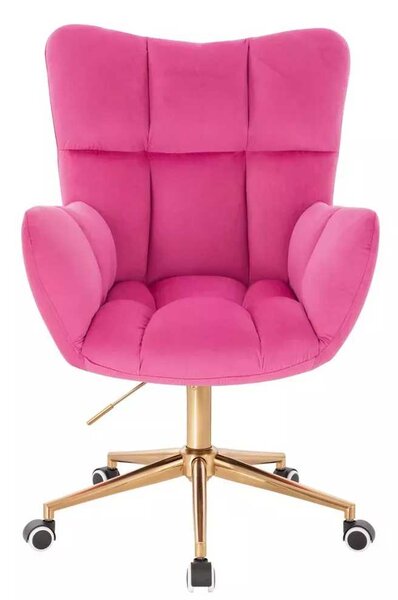LuxuryForm DESIGN Kreslo AURORA VELUR na zlatej podstave s kolieskami - tmavo ružové