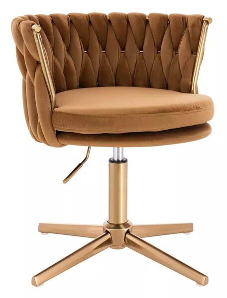 LuxuryForm DESIGN Stolička LYON VELUR na zlatom kríži - medová