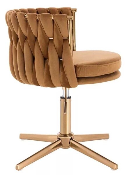 LuxuryForm DESIGN Stolička LYON VELUR na zlatom kríži - medová