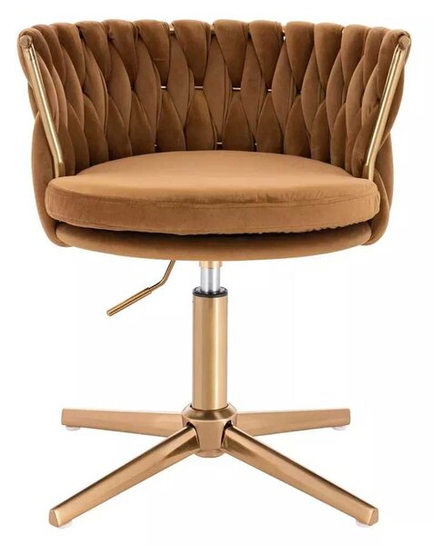 LuxuryForm DESIGN Stolička LYON VELUR na zlatom kríži - medová