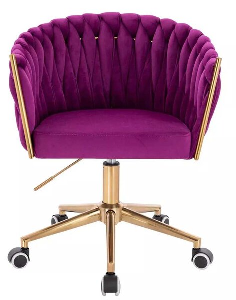 LuxuryForm DESIGN Kreslo NORDEN VELUR na zlatej podstave s kolieskami - fuchsia