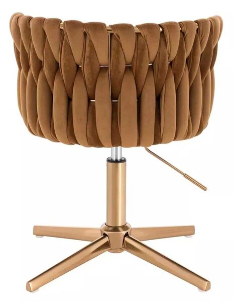 LuxuryForm DESIGN Stolička LYON VELUR na zlatom kríži - medová
