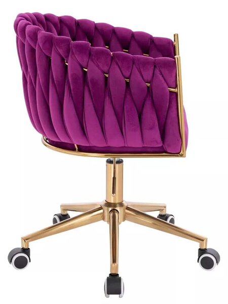 LuxuryForm DESIGN Kreslo NORDEN VELUR na zlatej podstave s kolieskami - fuchsia