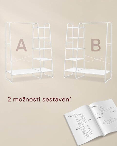 SONGMICS Stojan na oblečenie s botníkom Vasagle Greya biely II