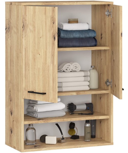 Ak furniture Závesná kúpeľňová skrinka Fin W64 2D 64 cm dub artisan