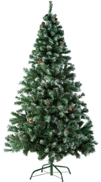 Tectake 402822 umelý vianočný stromček so šiškami a kovovým stojanom 180 cm - zelená