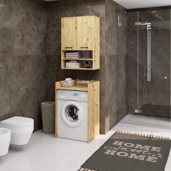 Ak furniture Závesná kúpeľňová skrinka Fin W64 2D 64 cm dub artisan