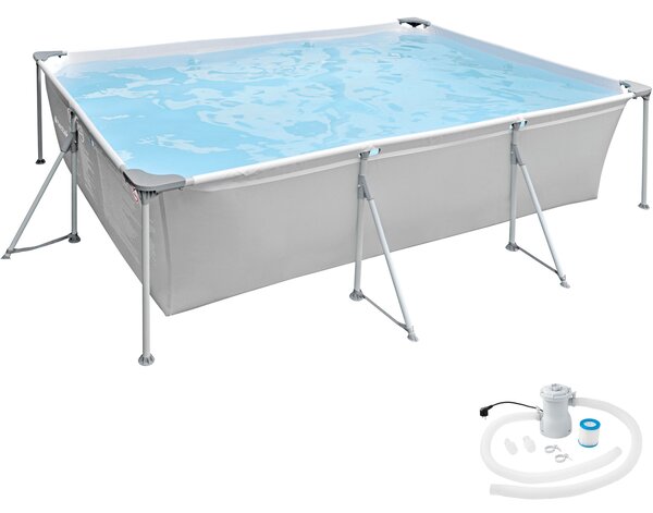 Tectake 402894 obdĺžnikový bazén s filtračným čerpadlom 300 x 207 x 70 cm - šedá