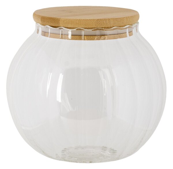 Sklenená baňatá dóza s vrchnákom L - Ø 13 * 14 cm - Clayre & Eef