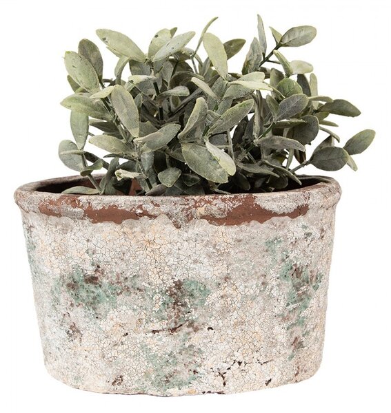 Dekoratívny béžový antik terakotový kvetináč Teracci L - 21*13*12 cm - Clayre & Eef