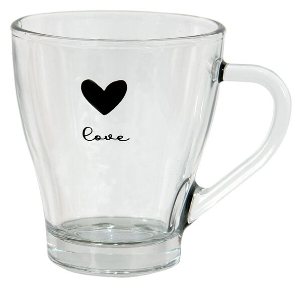 Sklenený hrnček Love - 11*8*10 cm / 200 ml - Clayre & Eef