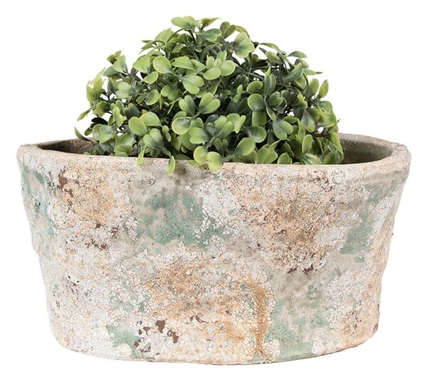 Dekoratívny béžový antik terakotový kvetináč Teracci M - 22*13*11 cm - Clayre & Eef