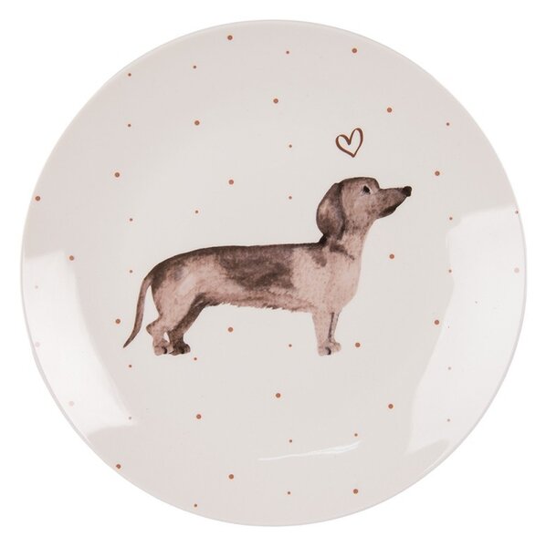 Porcelánový dezertný tanier s jazvečíkmi Dachshund Love - Ø 20cm - Clayre & Eef