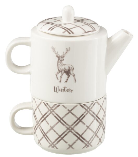 Tea for One s jeleňom v krabičke Coffee Deer - 20 * 9 * 18 cm / 680ml - J-Line by Jolipa