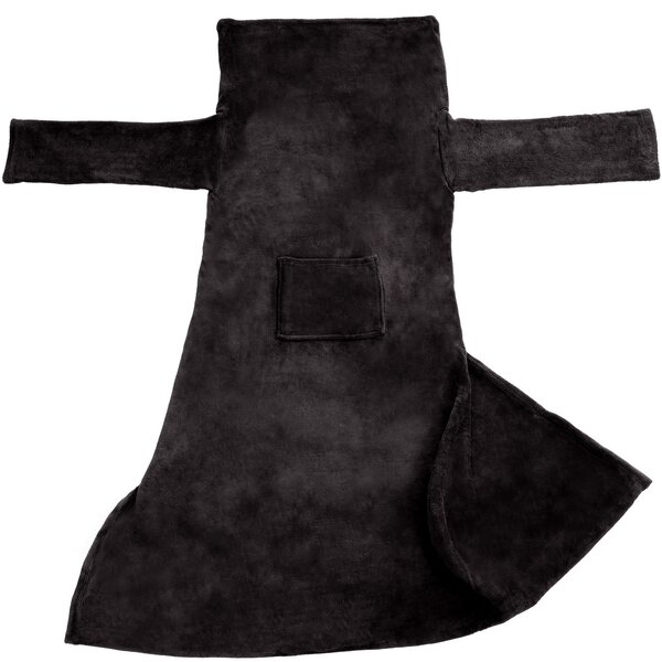 Tectake 403047 2 deky s rukávmi - 200 x 170 cm, čierna