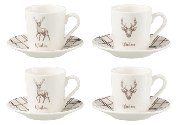 Set 2ks bielo-čierny hrnček so zlatými detailmi Hollywood - 9*9*8 cm - J-Line by Jolipa