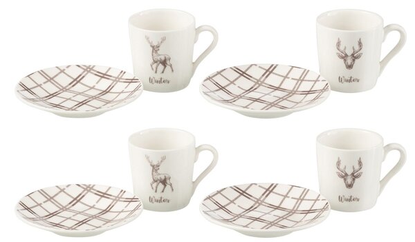Set 2ks bielo-čierny hrnček so zlatými detailmi Hollywood - 9*9*8 cm - J-Line by Jolipa