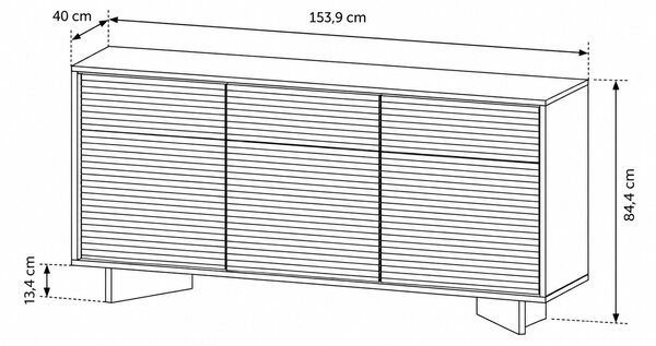 KOMODA GALLIANO DUB BOLIVAR + CAPPUCCINO LED 154 cm